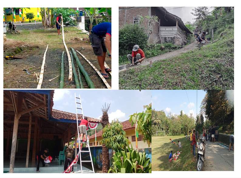 KEPALA DESA BESERTA PERANGKAT NYA GOTONGROYONG BERSIHKAN LINGKUNGAN BALDES